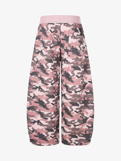 Ribbed Folded Waist Camo Barrel Baggy Sweatpants