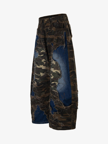 Camo Panel Embroidered Jeans