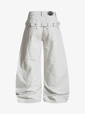 Detachable Back Panel Riveted Pants
