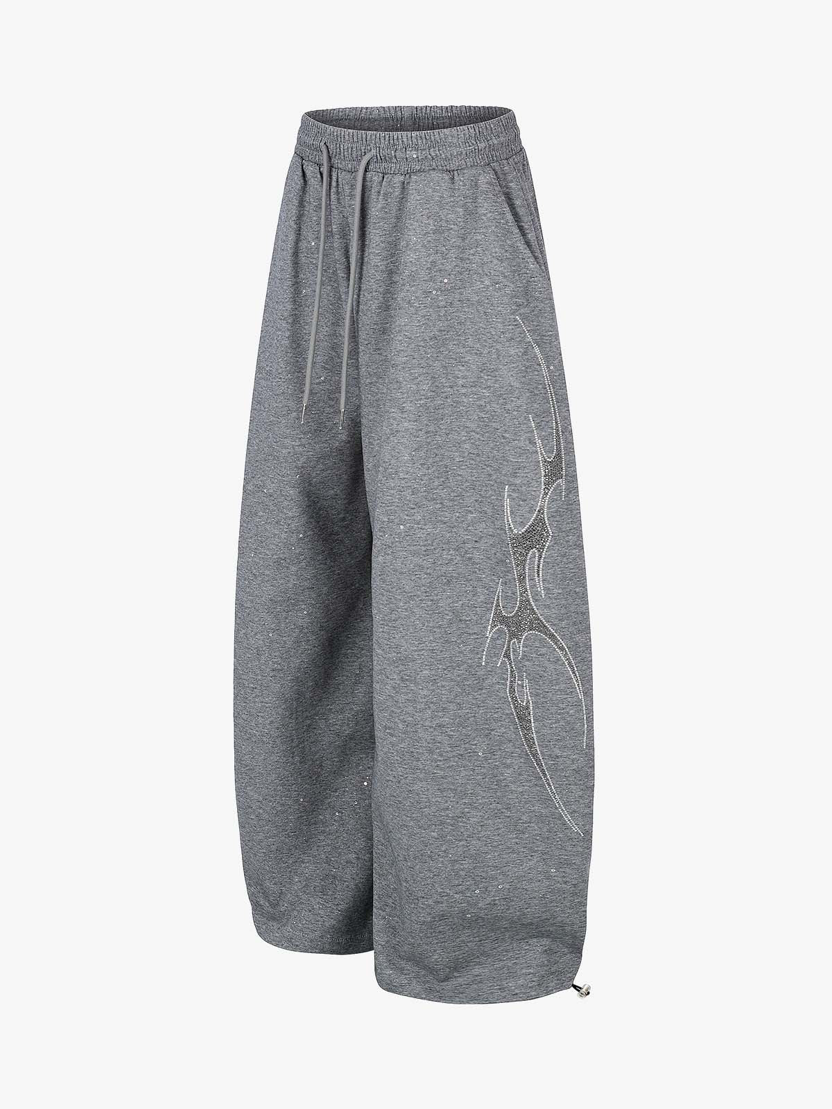 Thorn Graphic Rhinestone Baggy Sweatpants