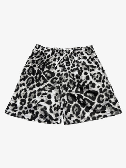 Leopard Print Mesh Shorts 