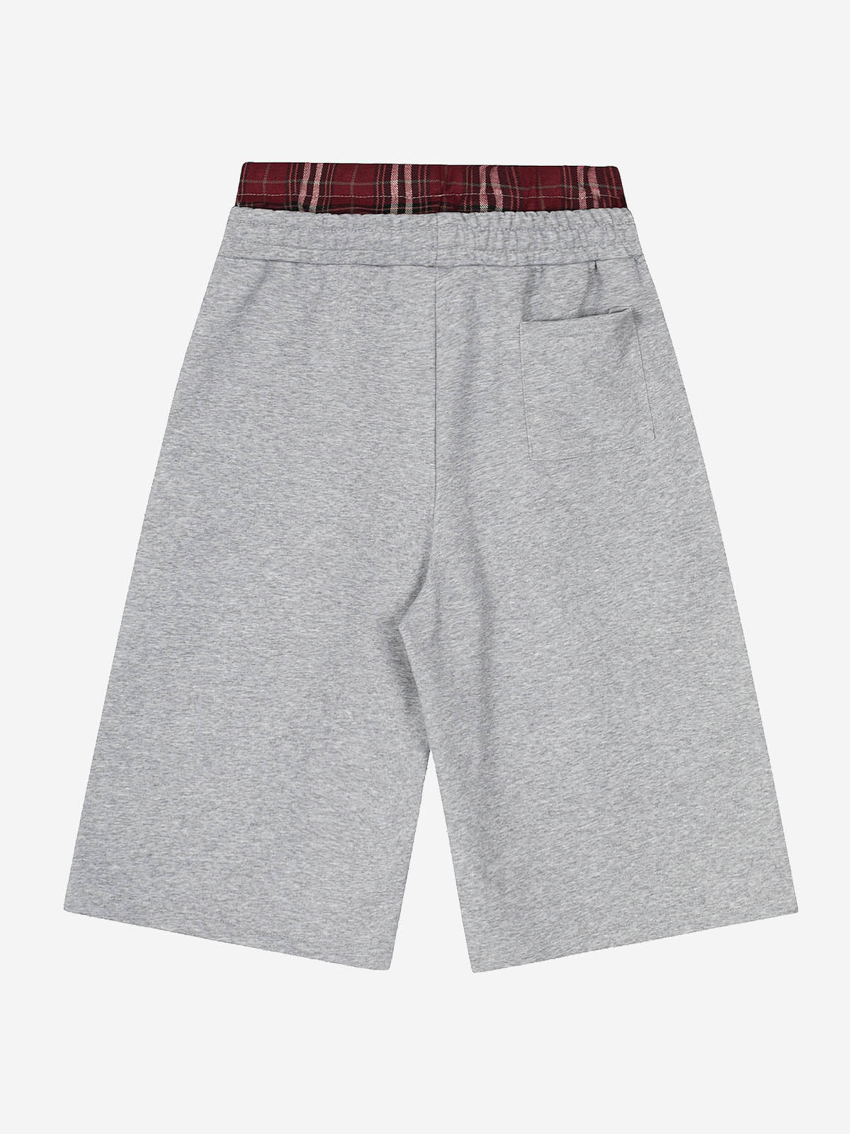 Embroidered Letter Plaid Patchwork Sporty Shorts