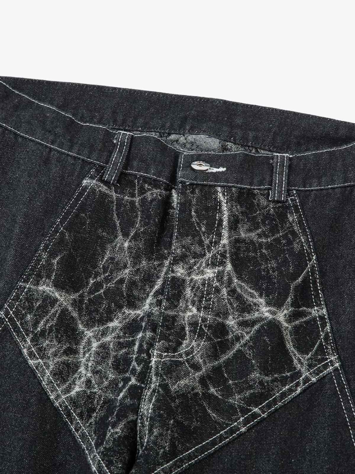 Deconstructed Split Tie-Dye Jeans 