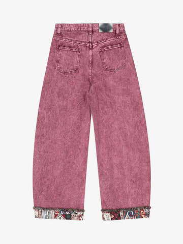 Boho Tapestry Patch Denim Jeans 