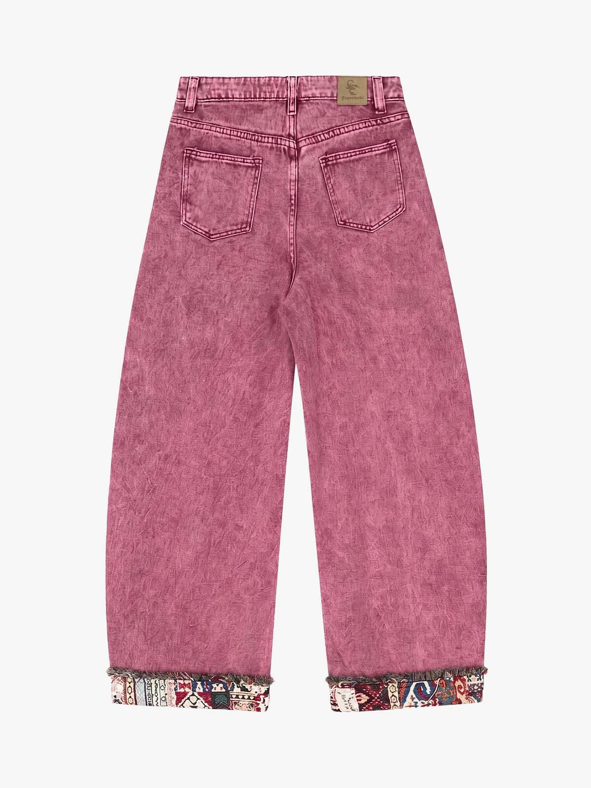 Boho Tapestry Patch Denim Jeans