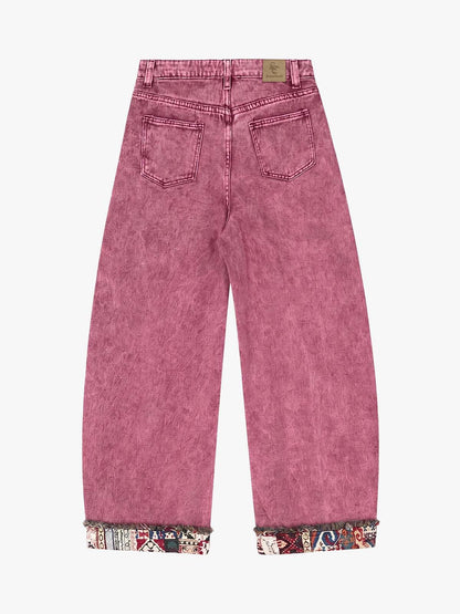 Boho Tapestry Patch Denim Jeans