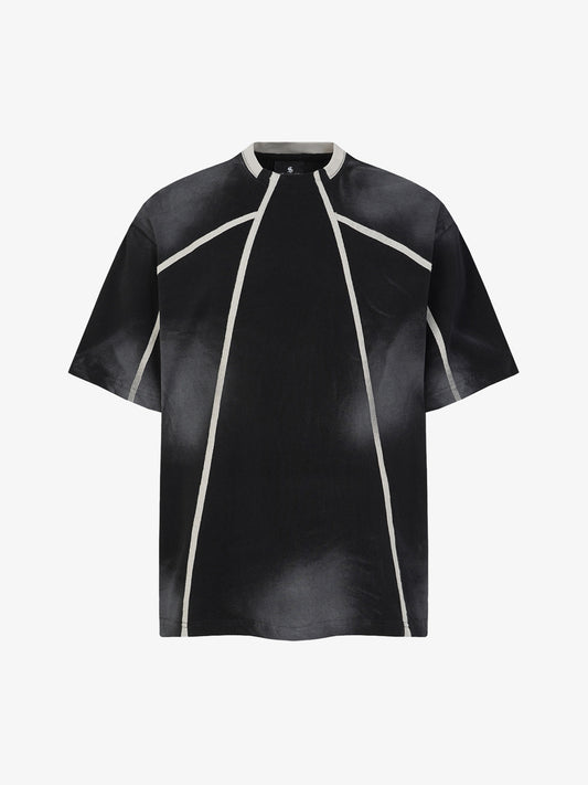 Black Raglan Sleeve T-Shirt with Herringbone Tape Detail