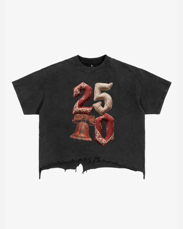 Vintage Washed 250 Graphic Distressed Cropped T-Shirt