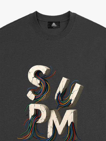 SPMD Letter Cable Graphic T-Shirt 