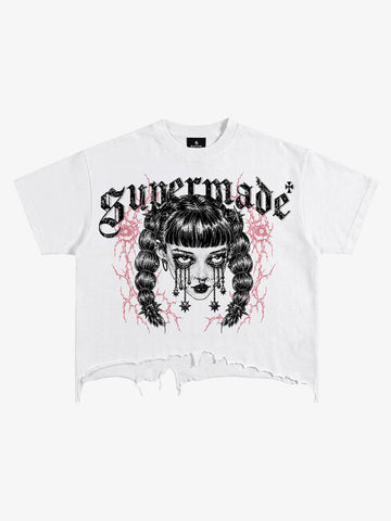 Raw Hem Cotton Crop Tee