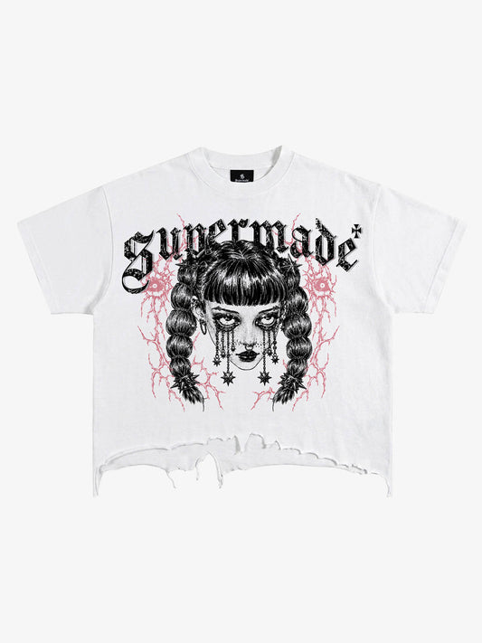 Raw Hem Cotton Crop Tee