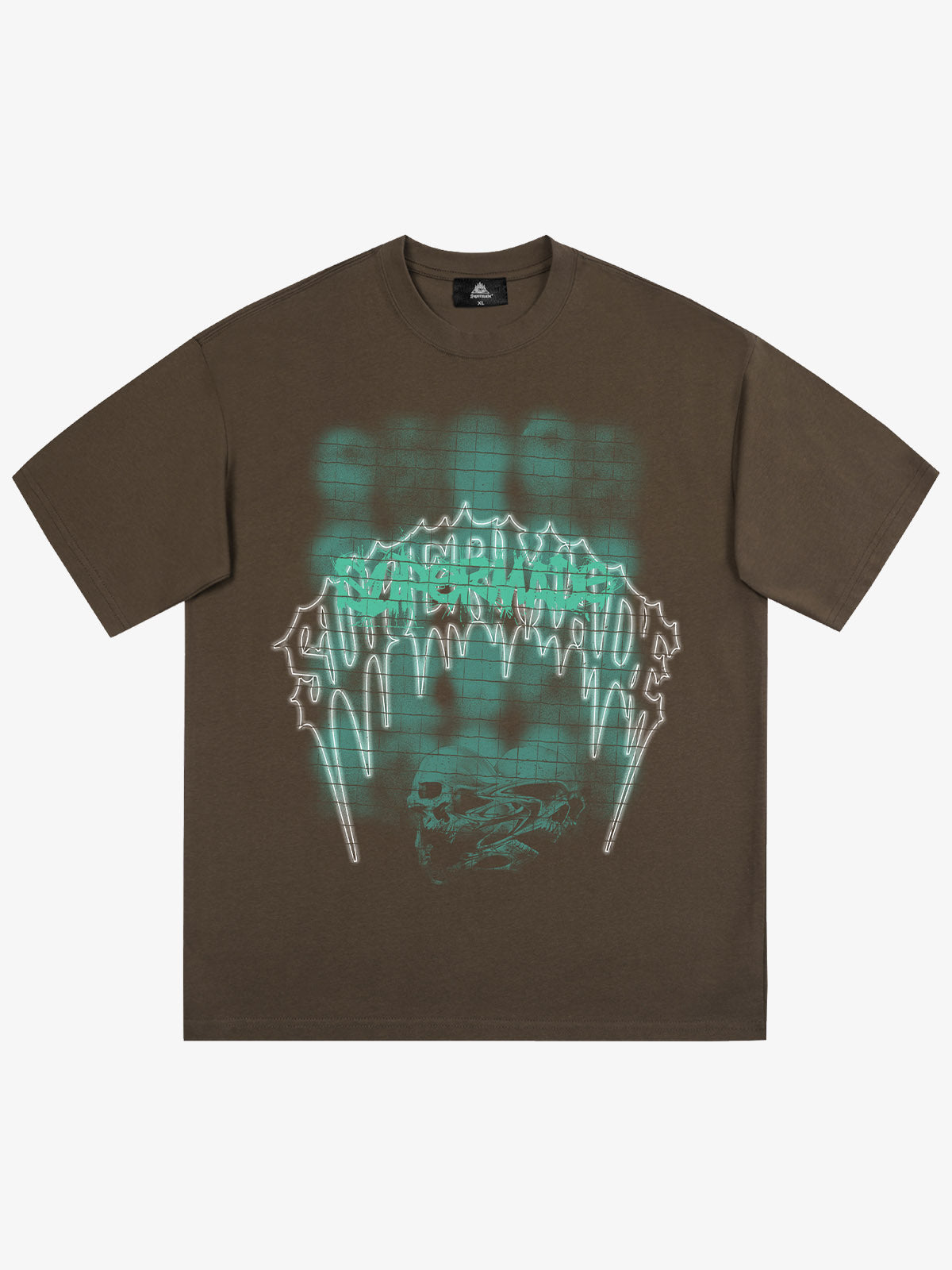 Dark Grid Skull Graphic T-Shirt 