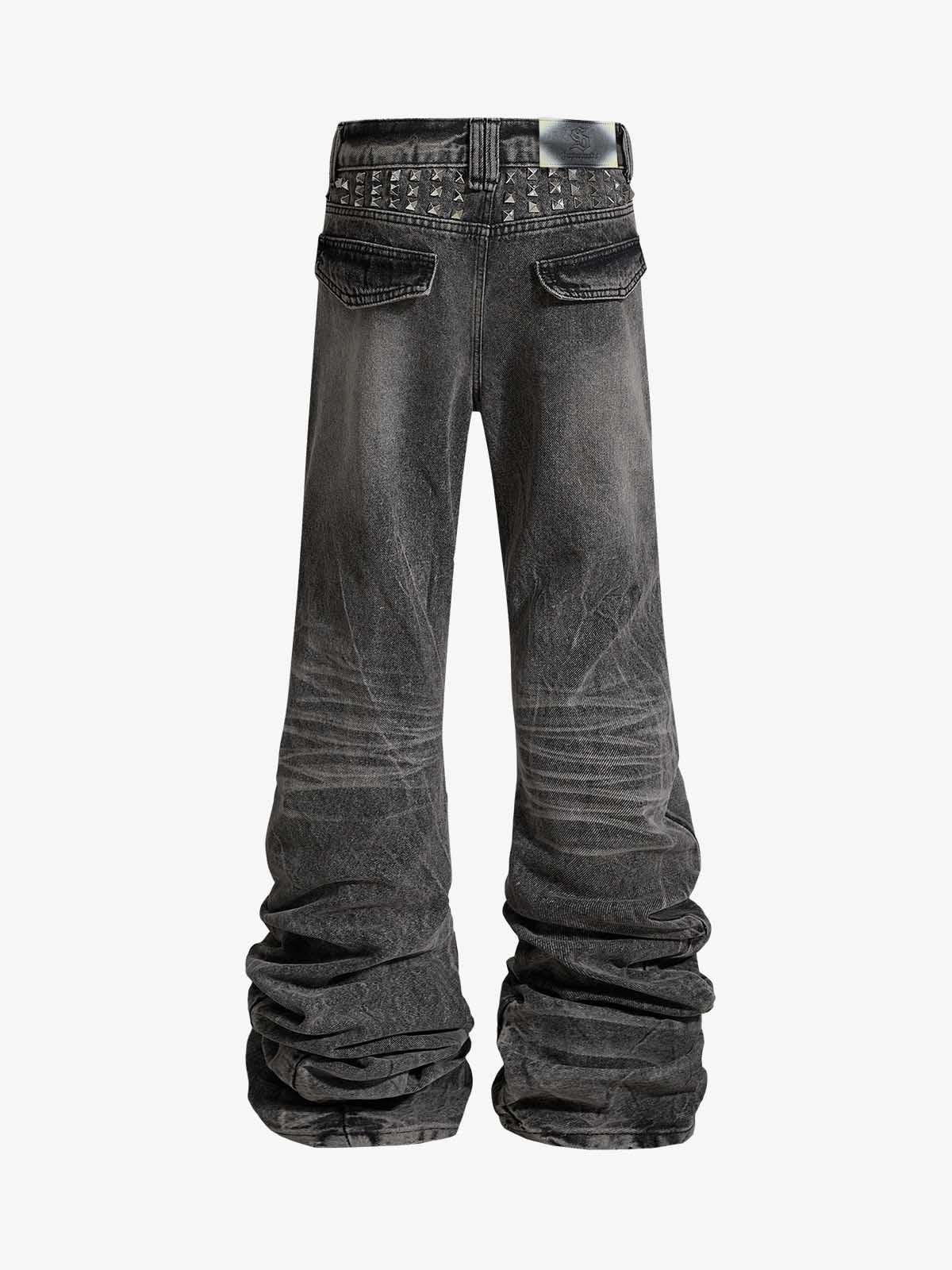 Stacked Flared Ripped Washed Pants