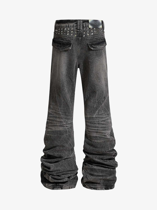 Stacked Flared Ripped Washed Pants