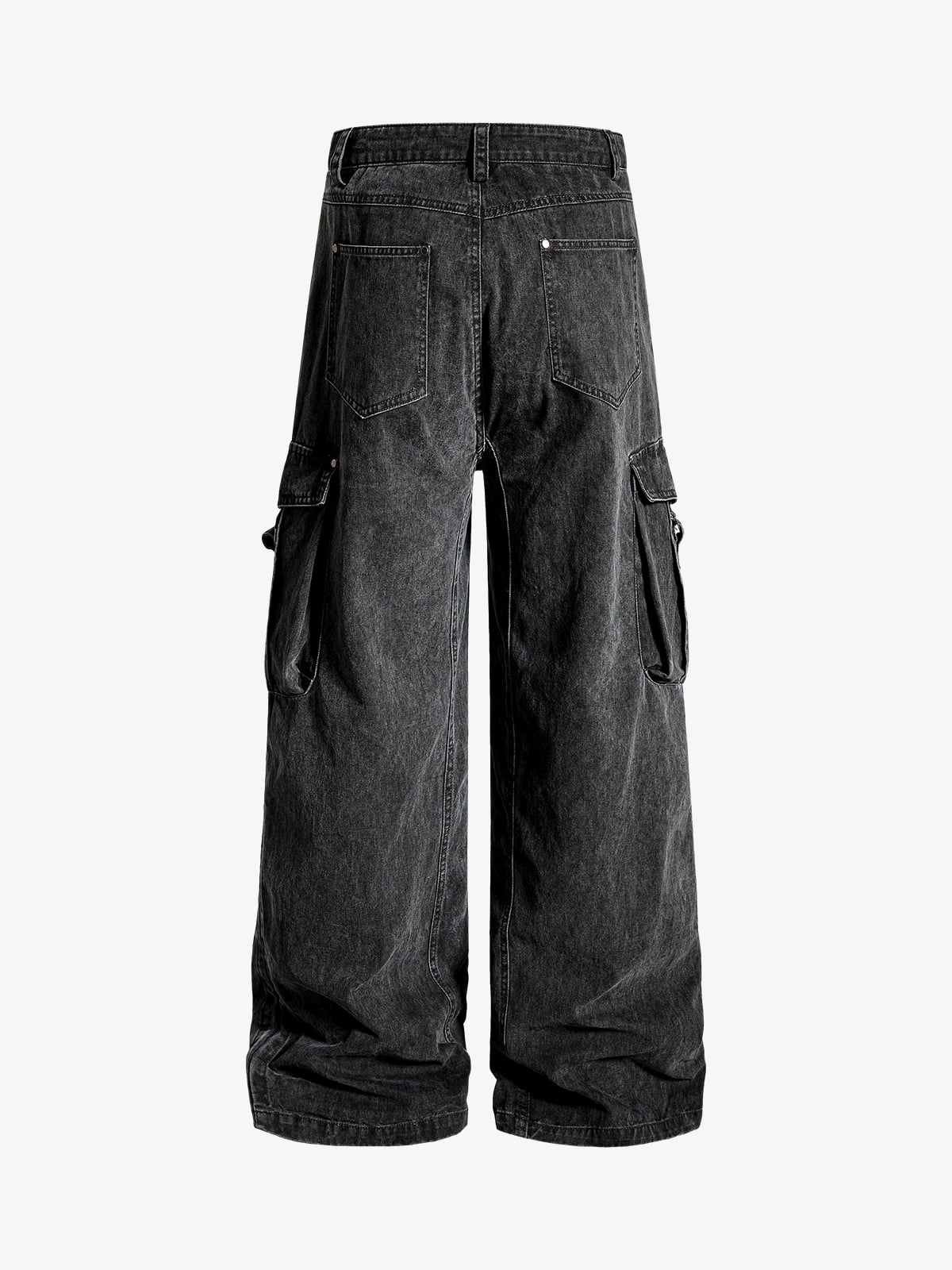 Washed Cotton Multi-Pocket Ruched Cargo Pants 