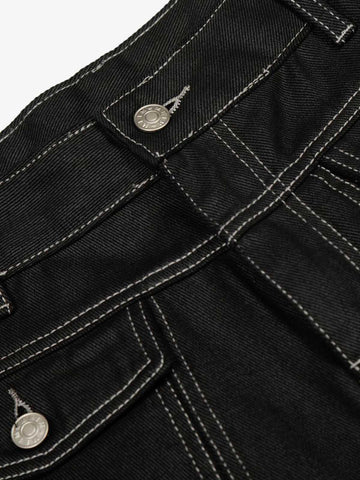 Contrast Stitch High-Waist Wide-Leg Barrel Jeans 