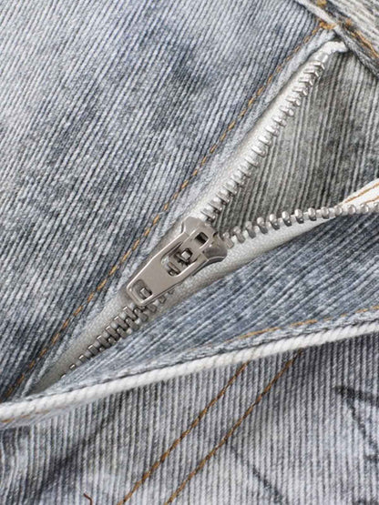 Hand Drawn Scribble Print Baggy Jeans 