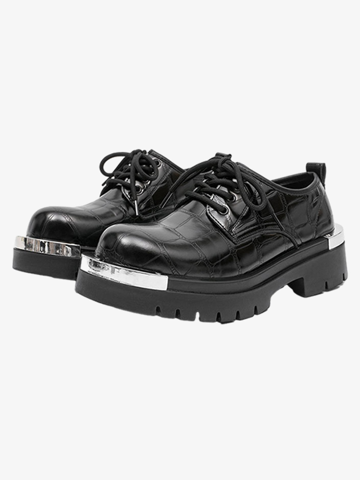 Crocodile-Embossed Derby Shoes