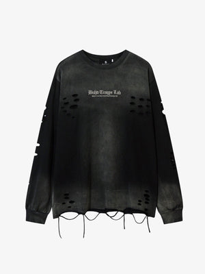 Gradient Washed Ripped Casual Sweatshirt 