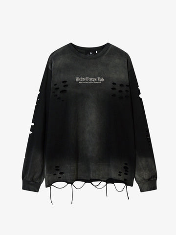 Gradient Washed Ripped Casual Sweatshirt 