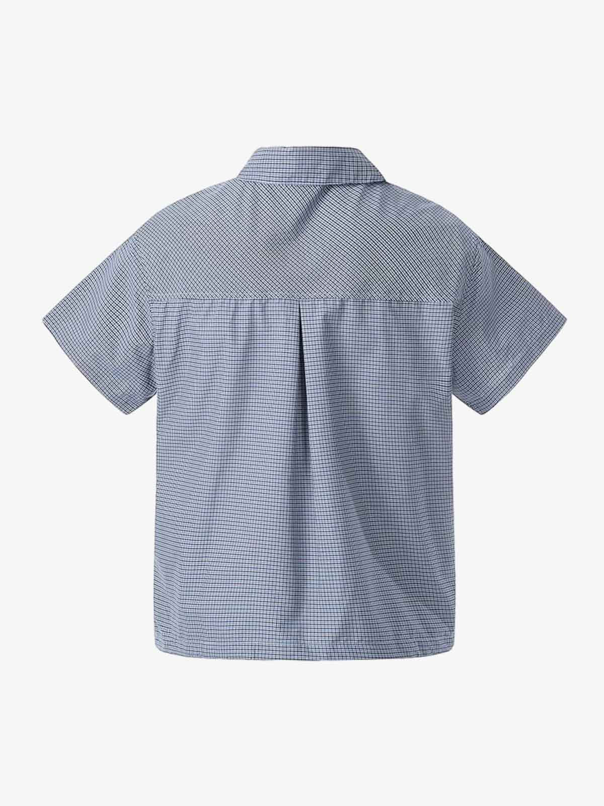 Irregular Plaid Collar Button Shirt