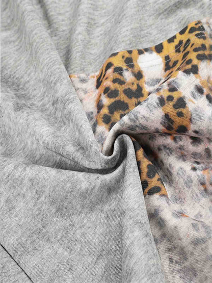 Rhinestone Logo Leopard Patchwork Sweatpants 