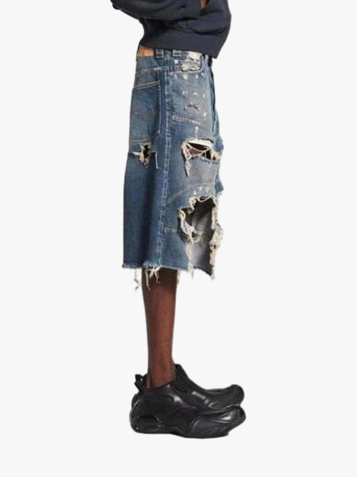 Distressed Raw Hem Denim Shorts