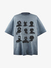 Vintage Washed Shadow Portrait Print T-Shirt 