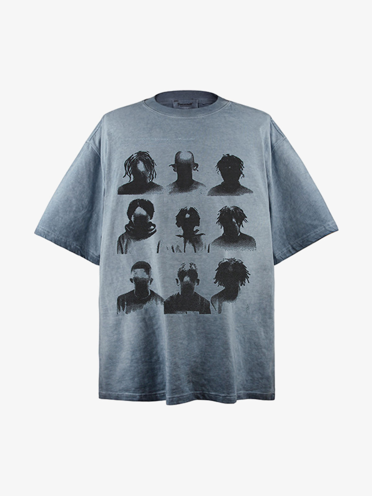 Vintage Washed Shadow Portrait Print T-Shirt 