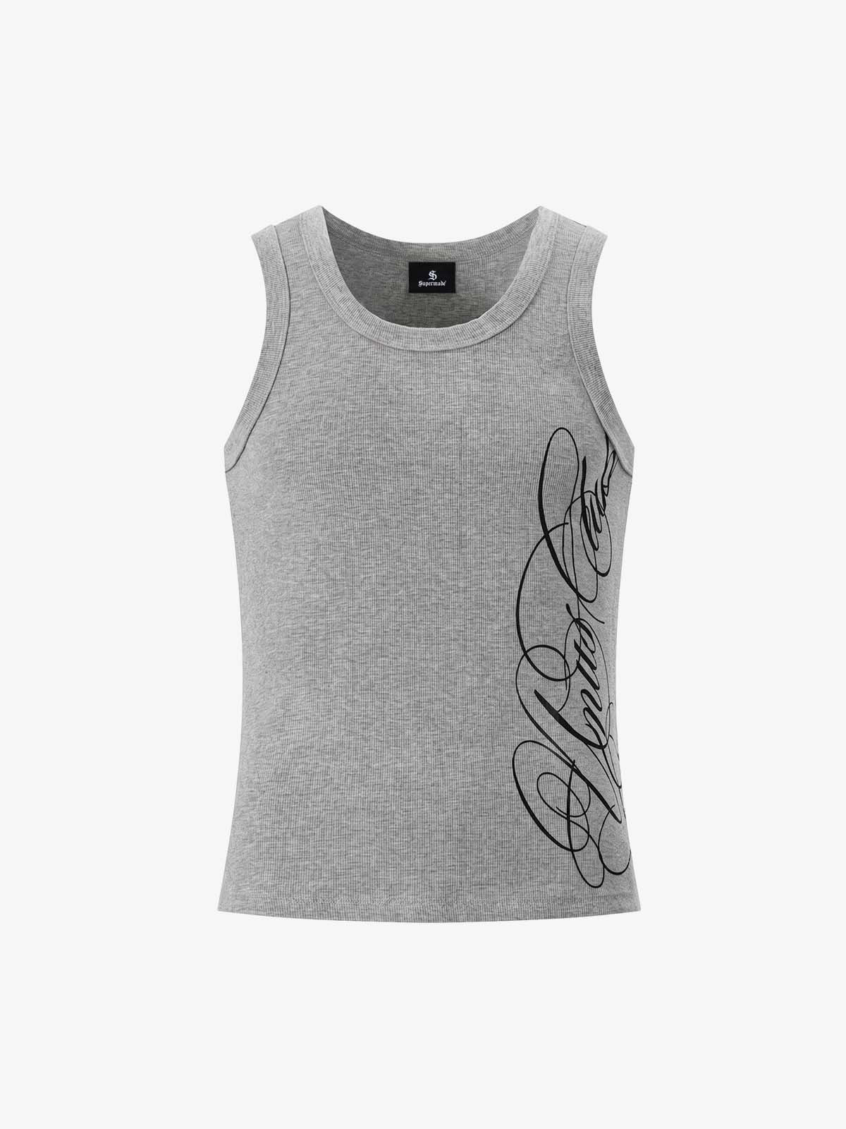 Floral Letter Print Sleeveless Vest