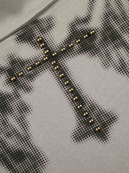 Cross Wing Graphic Rhinestone Sweatshirt