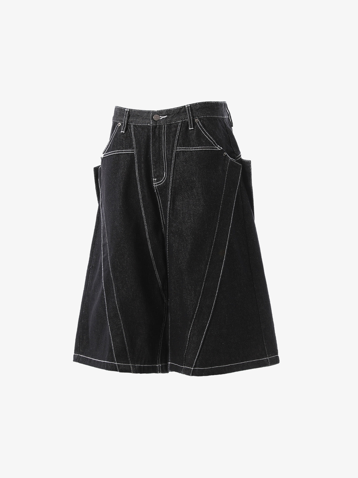 Contrast Stitching Deconstructed Denim Jorts 