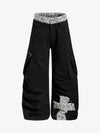 Leopard Waistband Cross Patch Cargo Pants