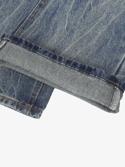 Retro Washed Faded Flared Jeans 