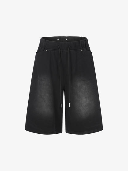 Drawstring Distressed Shorts