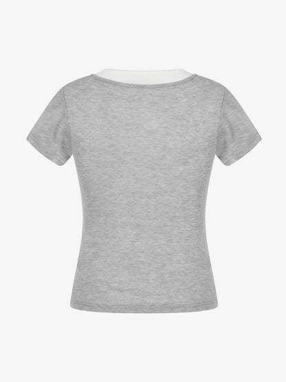 Layered Look Henley Slim Fit Short Sleeve T-Shirt 