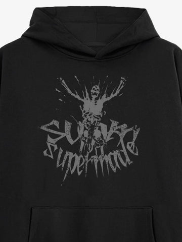 Gothic Devil Graphic Washed Hoodie 