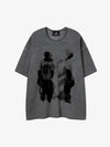 Acid Wash Figure Graphic Oversized T-Shirt
