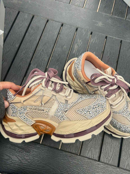 Rhinestone Color Block Sneakers