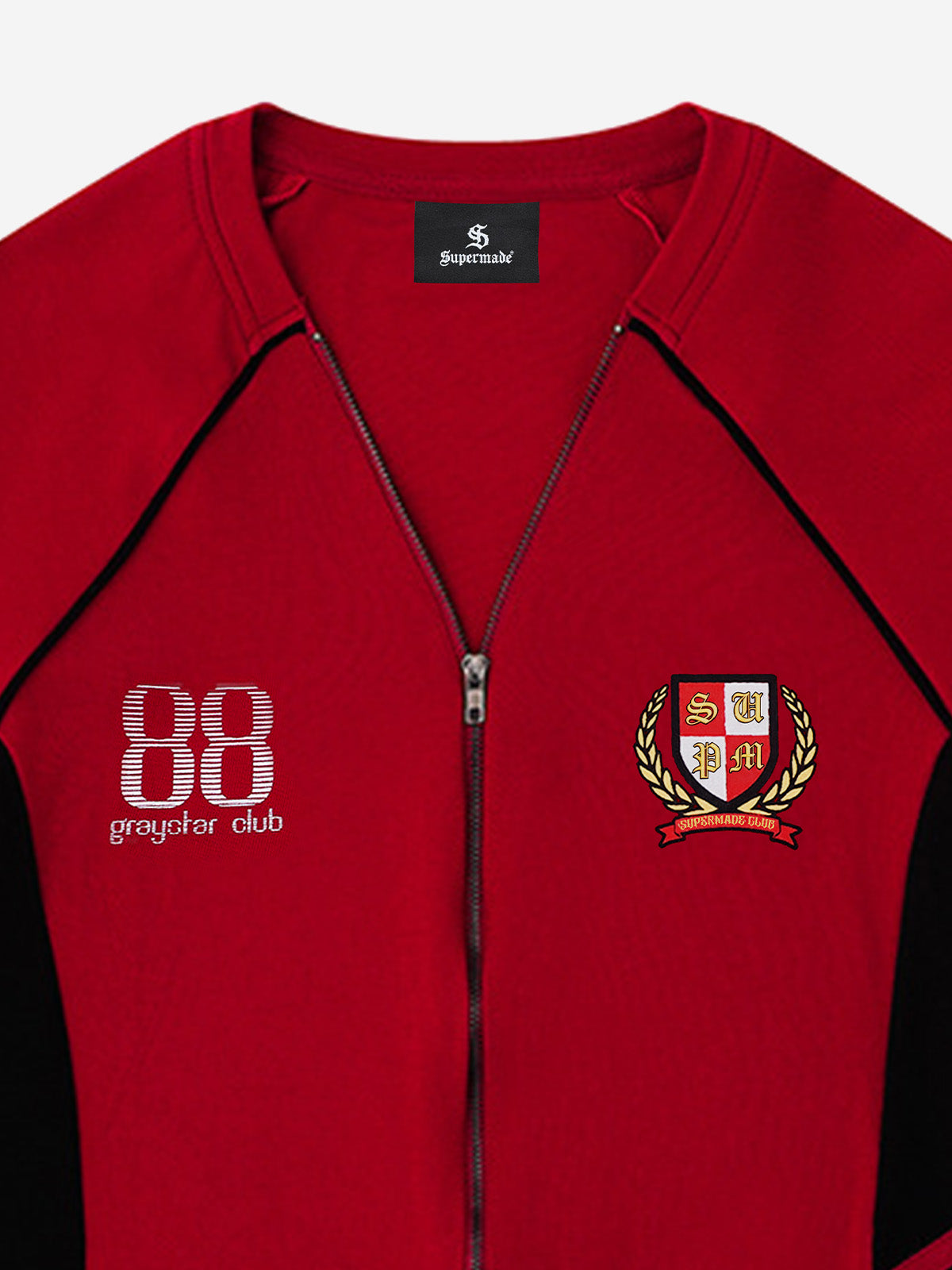 Retro Badge Zip-Up Track T-Shirt