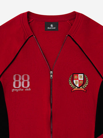 Retro Badge Zip-Up Track T-Shirt