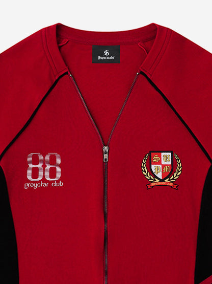 Retro Badge Zip-Up Track T-Shirt