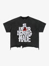 Distressed Boxing Graphic Crop Tee