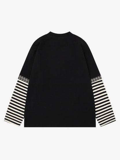 Striped Dark Graphic Long Sleeve Tee