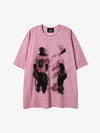 Acid Wash Figure Graphic Oversized T-Shirt