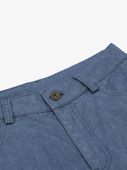 Pleated Panel Curved Leg Cargo Cotton Pants 