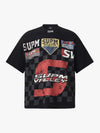 Waffle Knit Racing Checkered Flag Graphic T-Shirt 
