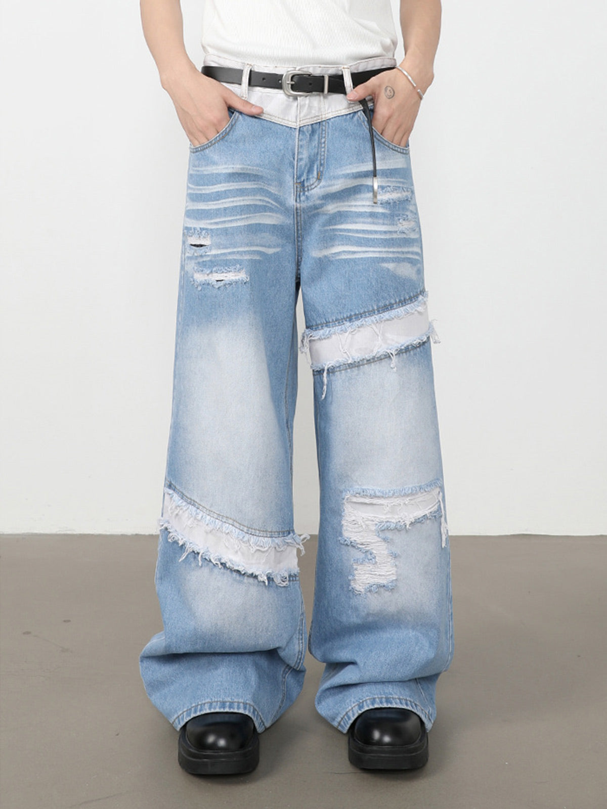 Patchwork Distressed Jeans