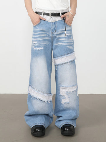 Patchwork Distressed Jeans