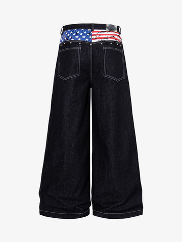 Multi-Button Graphic Jeans